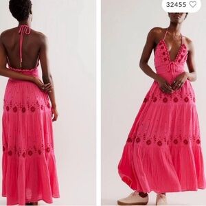 Free People Vibrant Pink Backless Dress